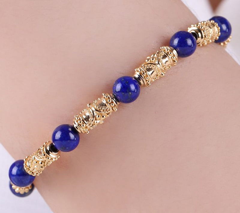 Elyse Ryan 14K Gold Clad Lapis Bali Station Bracelet — View 3