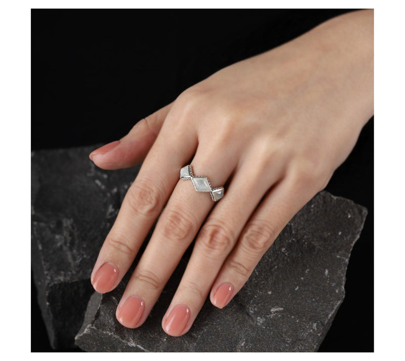 Tiffany Kay Studio Sterling Milky Aqua Herringbone Ring — View 3
