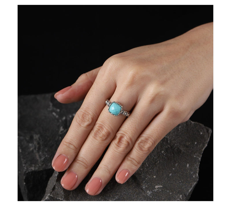 Tiffany Kay Studio Sterling Faceted Turquoise Purl Knit Ring — View 4