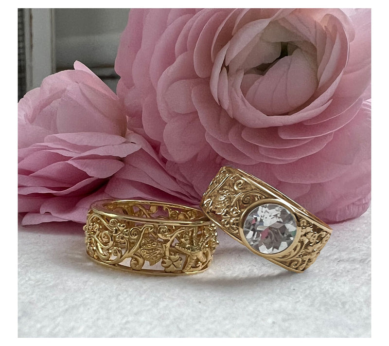 Goddaughters 14K Gold Clad White Topaz GoddessScroll Ring — View 5