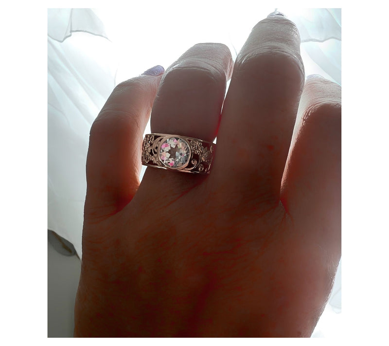 Goddaughters 14K Gold Clad White Topaz GoddessScroll Ring — View 7