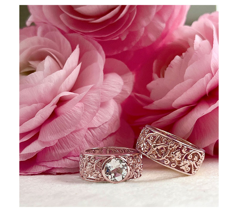 Goddaughters 14K Gold Clad White Topaz GoddessScroll Ring — View 8
