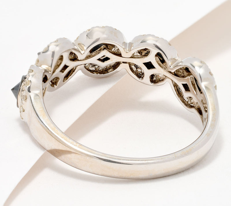 Affinity Diamonds 0.75 cttw Black Diamond Halo Ring, Sterling — View 3