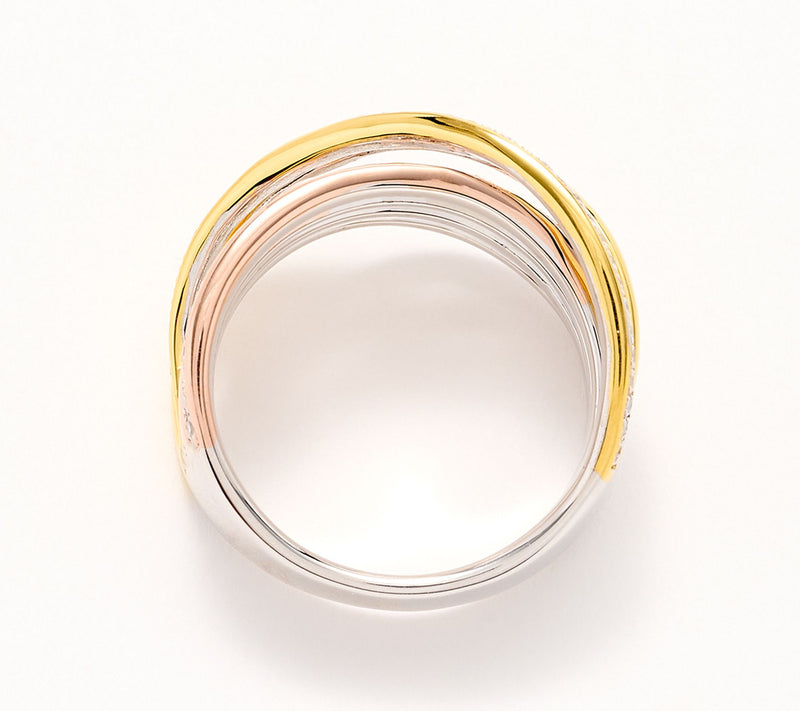 Affinity Diamonds Tri-Color 0.35 cttw Highway Ring, Sterling — View 3