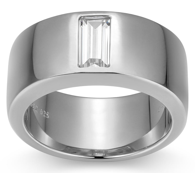 Diamonique Men's 0.95 cttw Solitaire Band Ring,Sterling — Main view