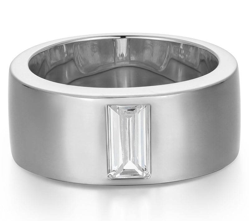 Diamonique Men's 0.95 cttw Solitaire Band Ring,Sterling — View 2