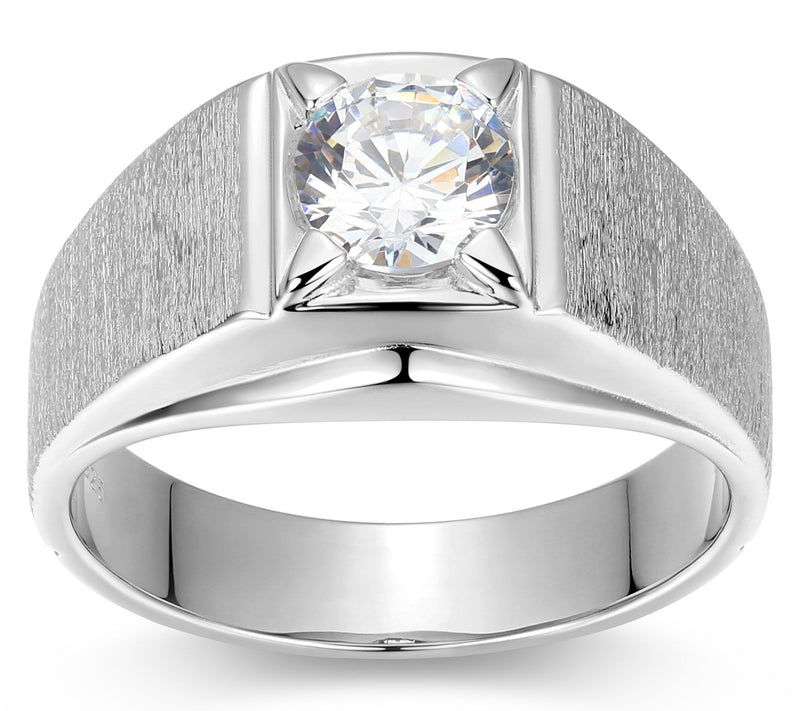 Diamonique Men's 1.70 cttw Solitaire Band Ring,Sterling — Main view