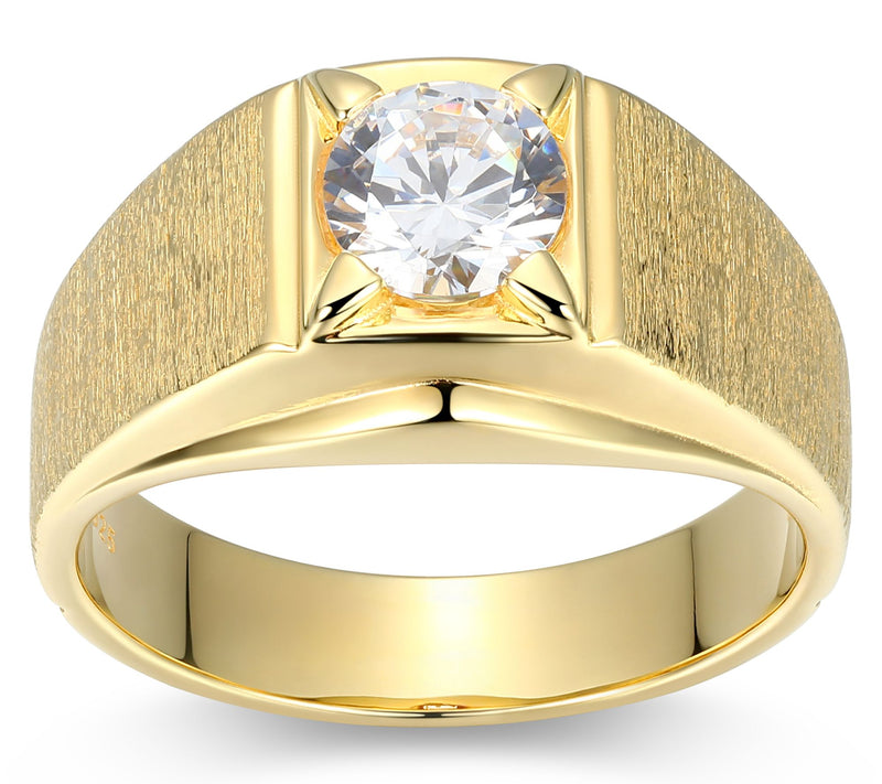 Diamonique Men's 1.70 cttw Solitaire Band Ring,Sterling — View 10