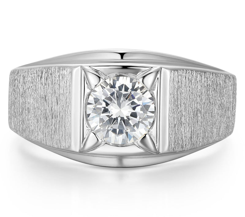 Diamonique Men's 1.70 cttw Solitaire Band Ring,Sterling — View 2