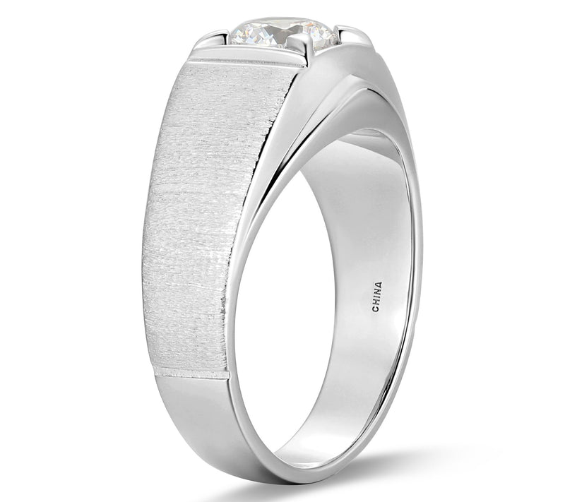 Diamonique Men's 1.70 cttw Solitaire Band Ring,Sterling — View 4