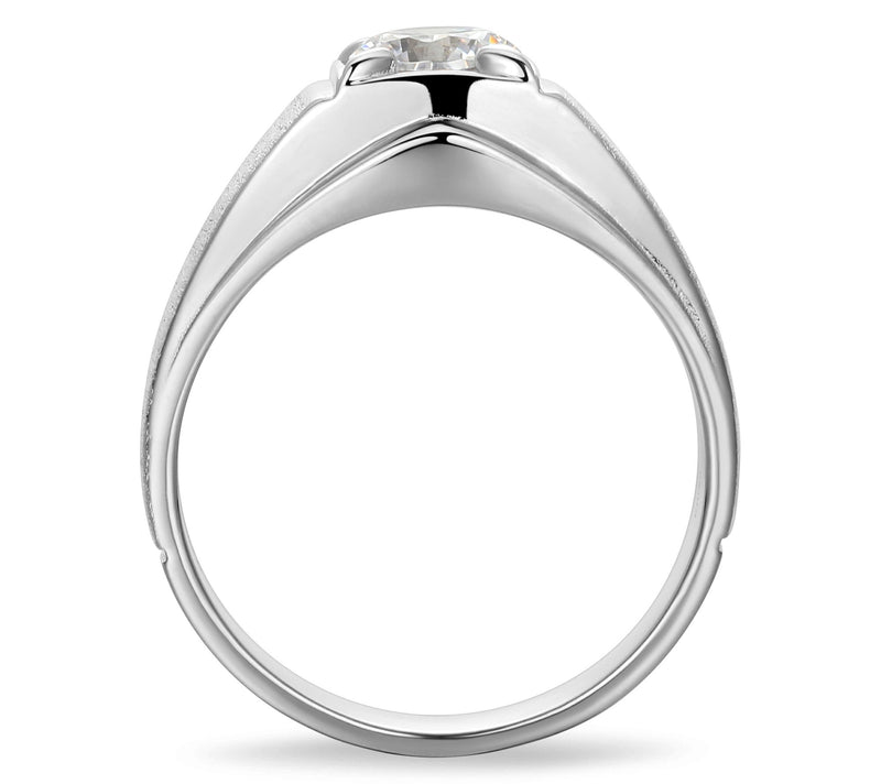 Diamonique Men's 1.70 cttw Solitaire Band Ring,Sterling — View 3