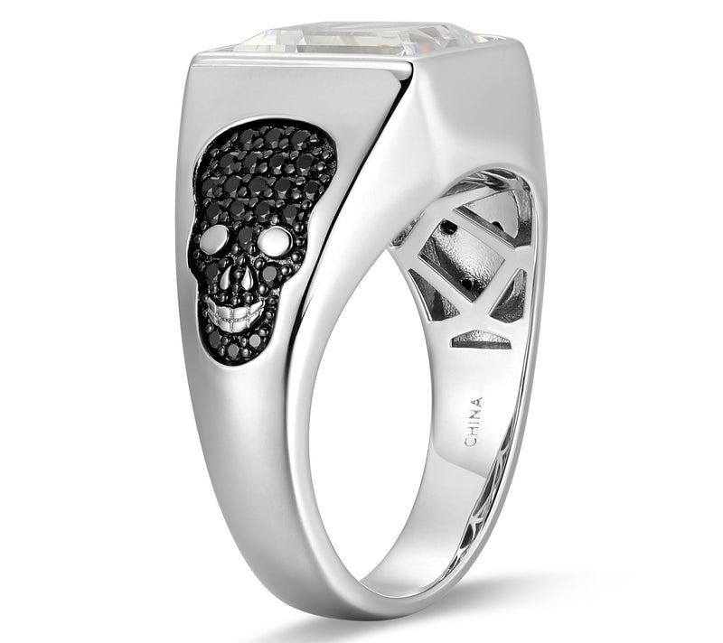 Diamonique Men's 8.40 cttw Skull Ring, SterlingSilver — View 4