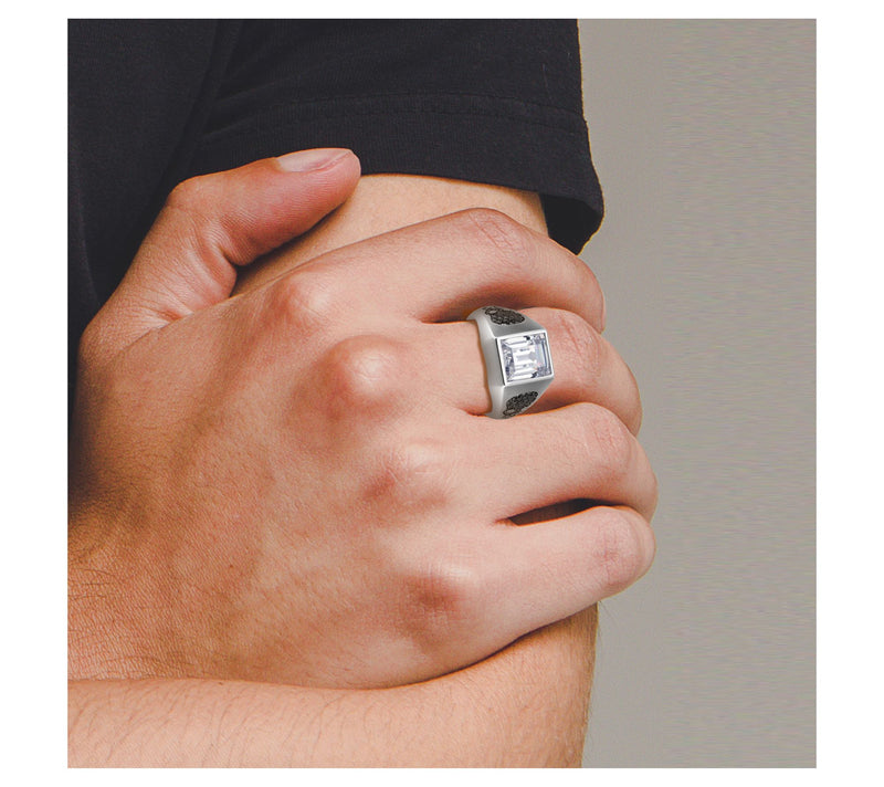 Diamonique Men's 8.40 cttw Skull Ring, SterlingSilver — View 5