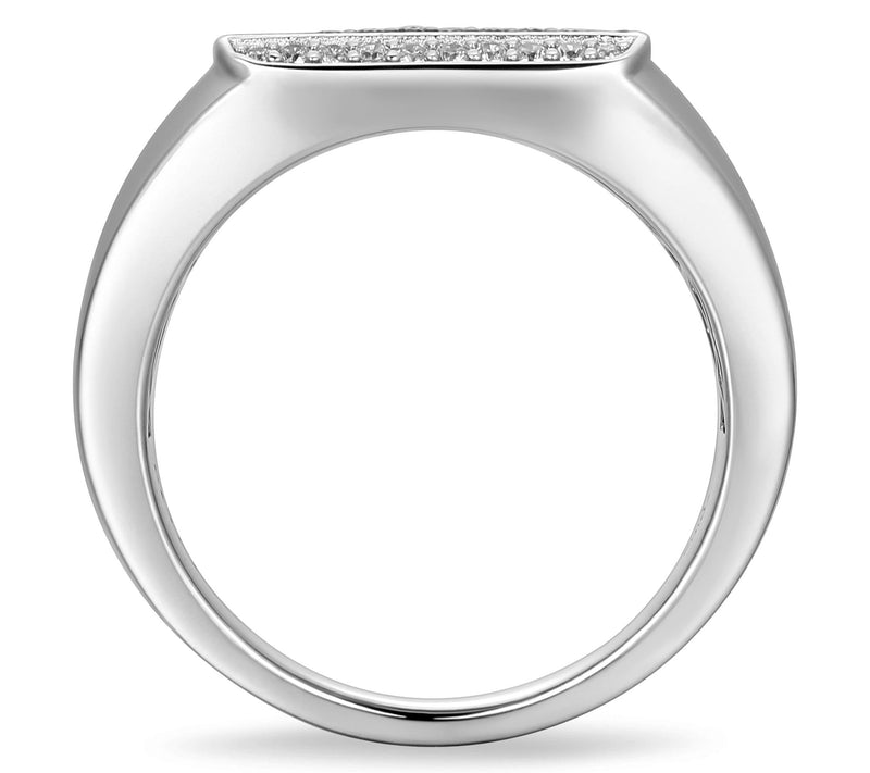 Diamonique Men's Black & White Stone Ring, Sterling Silver — View 3