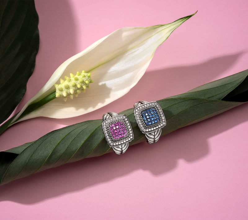 JAI Sterling Silver Sapphire & Diamond Ring — View 4