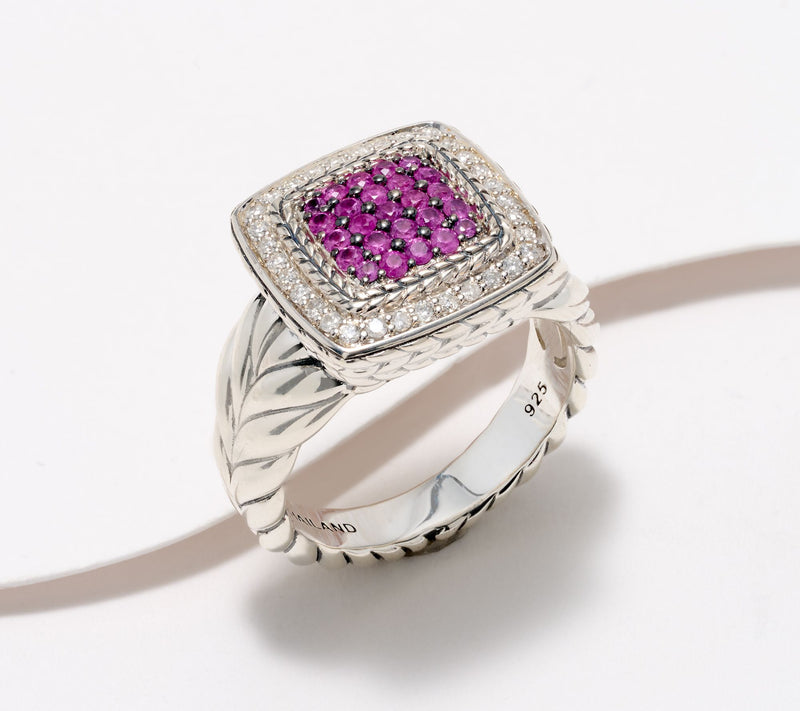 JAI Sterling Silver Sapphire & Diamond Ring — View 9