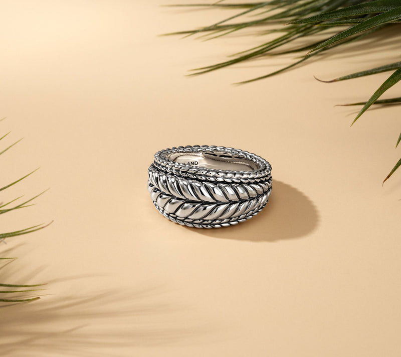 JAI Sterling Silver Basketweave Ring — View 3