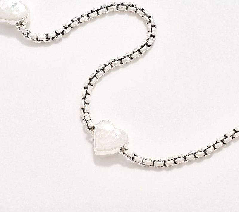 JAI Sterling Silver Baby Box Chain Symbols of Love Anklet, 5.8g — View 2