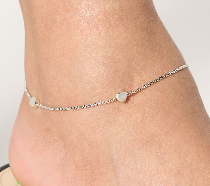 JAI Sterling Silver Baby Box Chain Symbols of Love Anklet, 5.8g — View 7