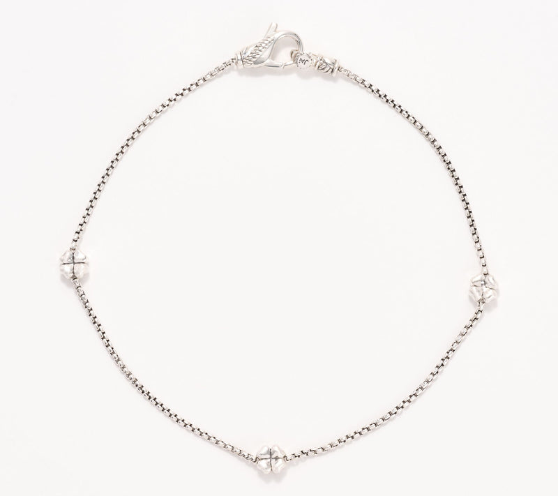 JAI Sterling Silver Baby Box Chain Symbols of Love Anklet, 5.8g — Main view