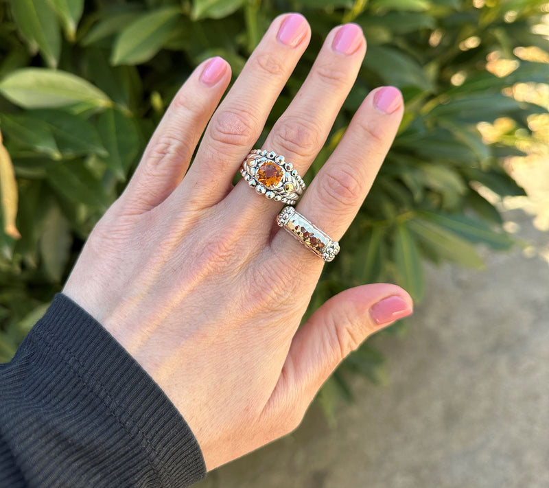 JAI Sterling Silver & 14K Gold Hammered East West Ring — View 4