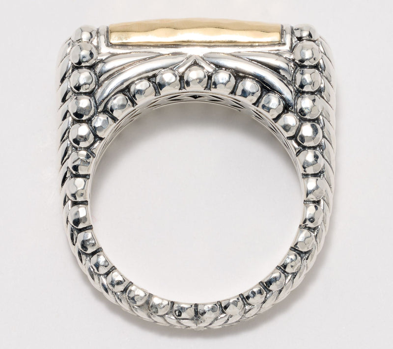 JAI Sterling Silver & 14K Gold Hammered East West Ring — View 2