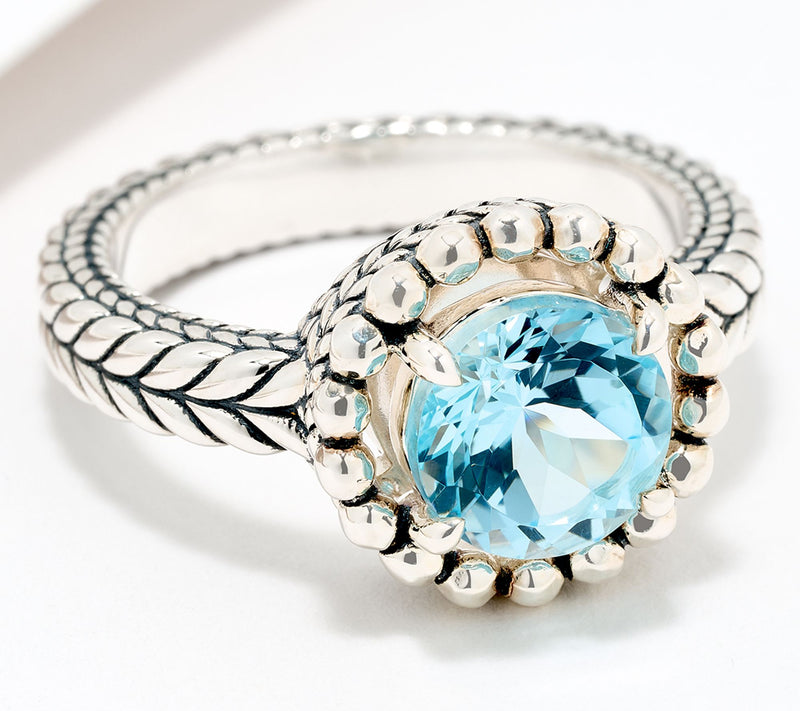 JAI Sterling Silver Hammered Shimmer Bead Gemstone Ring — View 14