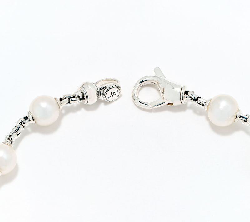 JAI Sterling Silver Cultured Pearl 2.7mm Box Chain Bracelet — View 2