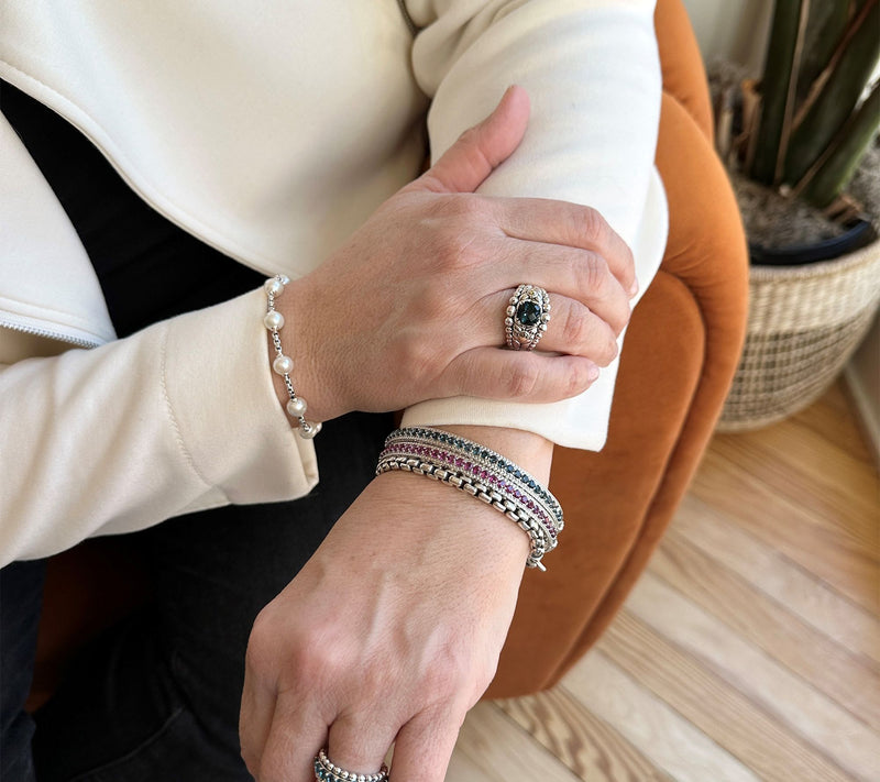 JAI Sterling Silver Cultured Pearl 2.7mm Box Chain Bracelet — View 4