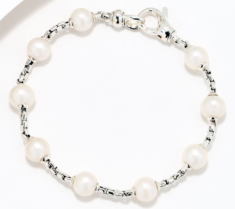 JAI Sterling Silver Cultured Pearl 2.7mm Box Chain Bracelet — Main view