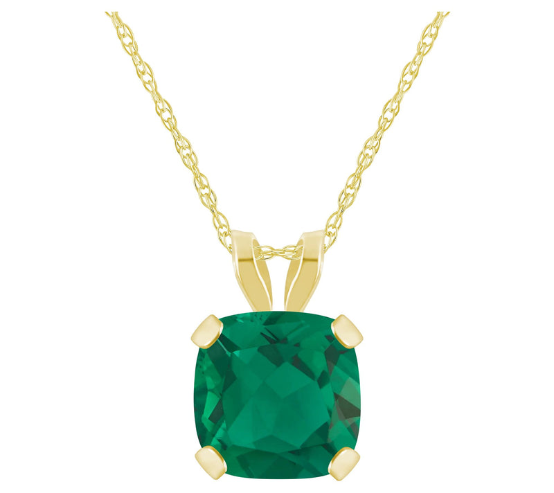 Affinity Gems Cushion Created Gemstone Necklace, 10K Gold — Main view
