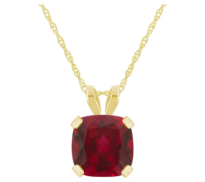 Affinity Gems Cushion Created Gemstone Necklace, 10K Gold — View 8