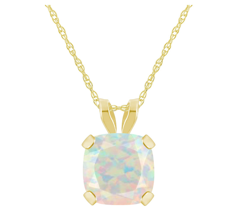 Affinity Gems Cushion Created Gemstone Necklace, 10K Gold — View 9