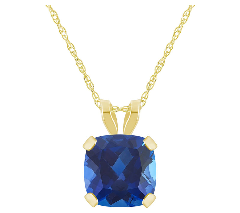 Affinity Gems Cushion Created Gemstone Necklace, 10K Gold — View 11
