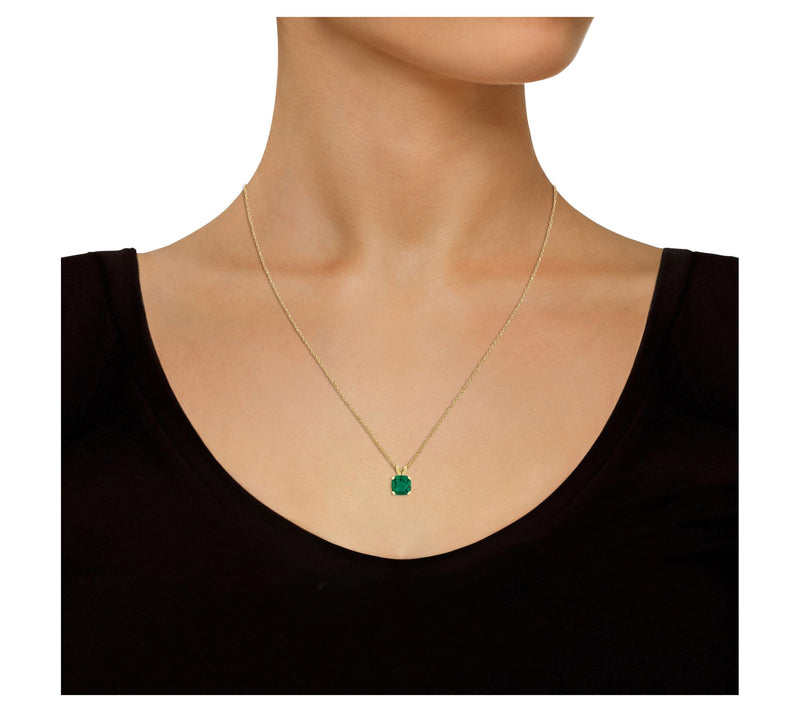 Affinity Gems Cushion Created Gemstone Necklace, 10K Gold — View 3