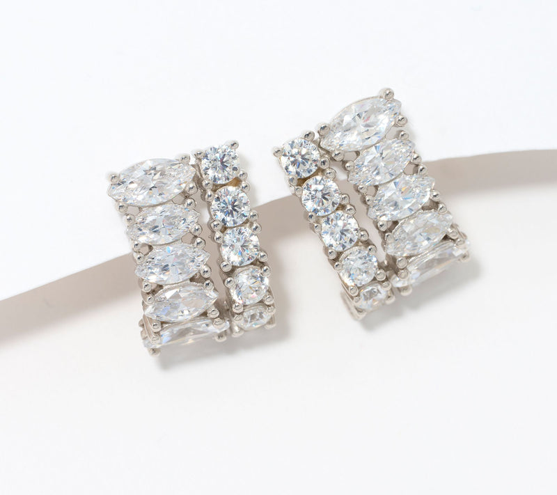 Diamonique Statement Drop Earrings, Sterling Silver — View 6