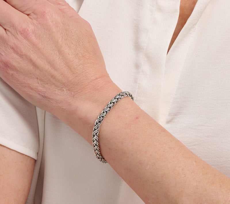 JAI Sterling Silver 5.3mm Handwoven Legacy Chain Bracelet, 22.0g — View 7