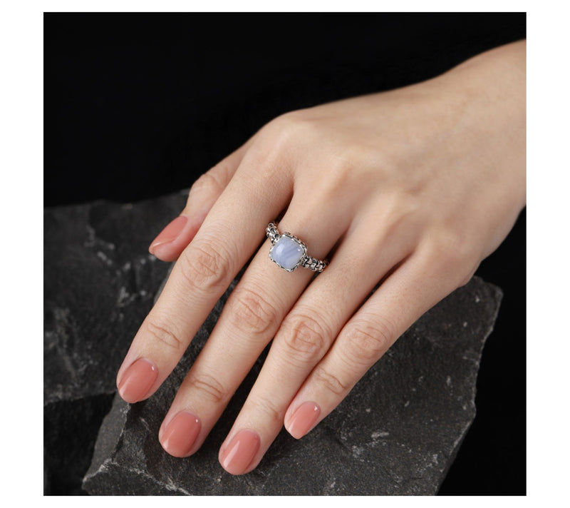 Tiffany Kay Studio Sterling Silver Purl Knit Gemstone Ring — View 5