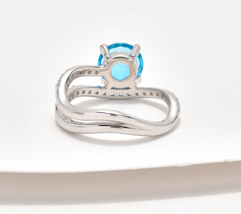 Christian James by Scott Grimes Sterling Silver Gemstone Ripple Band Ring — View 2