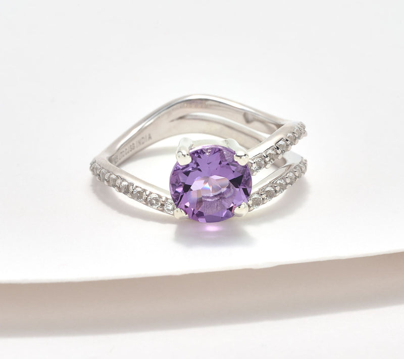 Christian James by Scott Grimes Sterling Silver Gemstone Ripple Band Ring — View 13