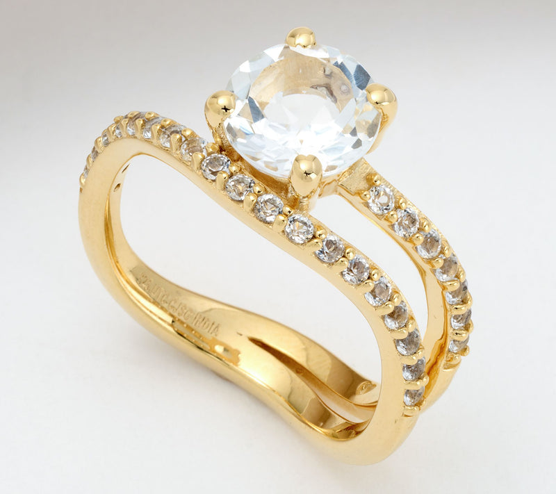 Christian James by Scott Grimes 14K Gold Clad Gemstone Ripple Band Ring — View 12