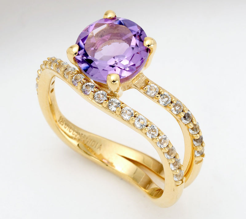 Christian James by Scott Grimes 14K Gold Clad Gemstone Ripple Band Ring — View 13