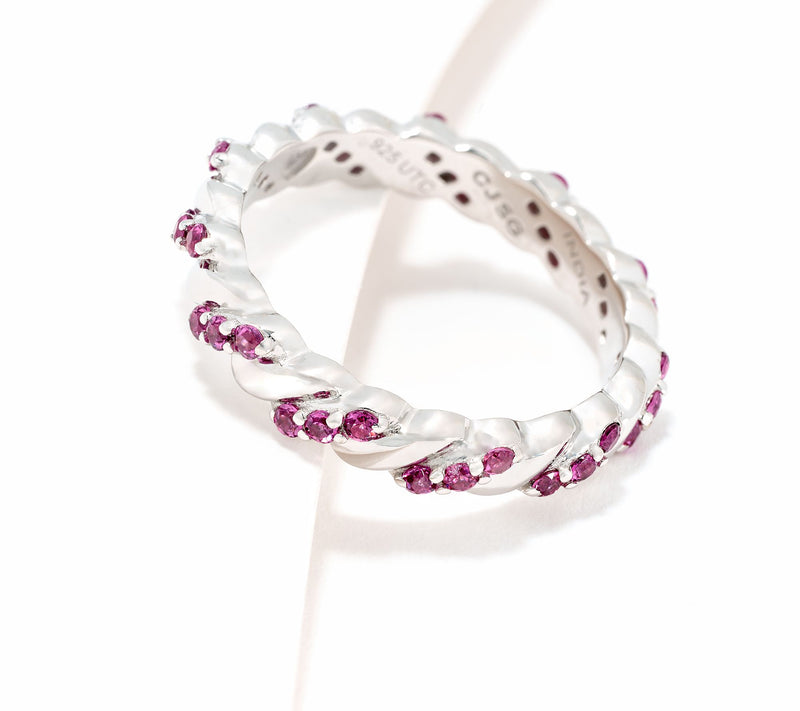 Christian James by Scott Grimes Sterling Silver Ripple Gemstone Eternity Band — View 10