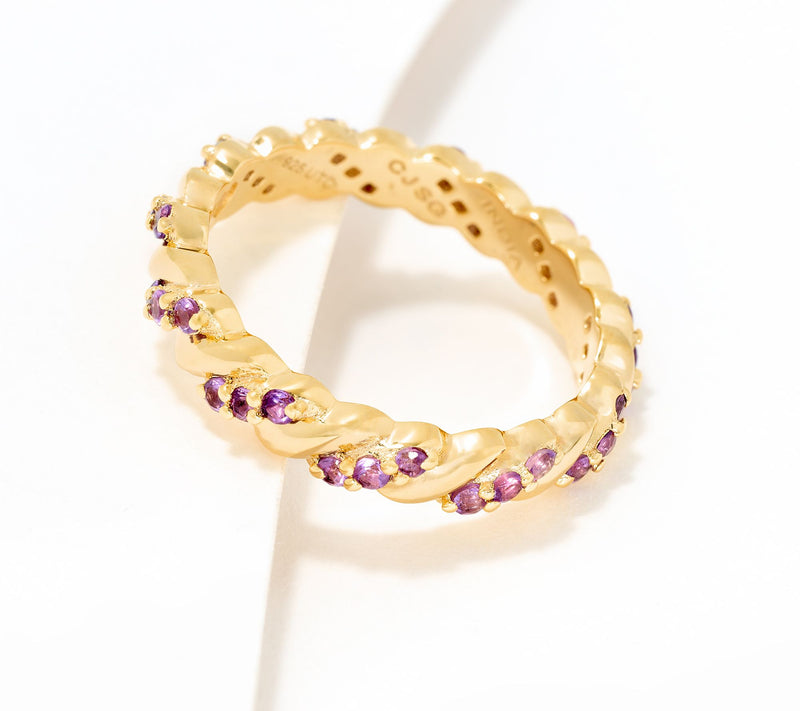 Christian James by Scott Grimes 14K Gold Clad Ripple Gemstone Eternity Ring — View 12