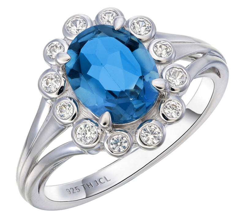 Affinity Gems London Blue Topaz & White ZirconRing, Sterling — View 3