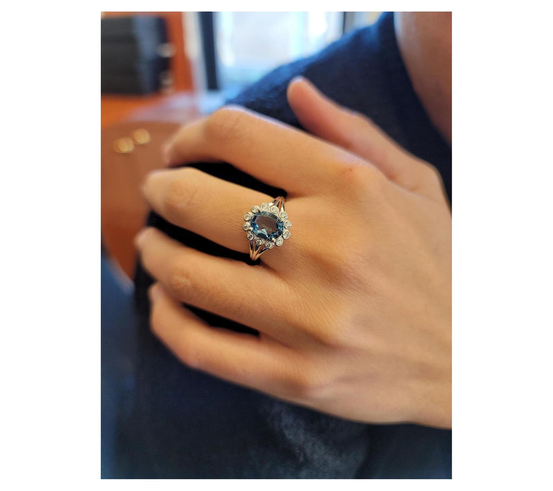 Affinity Gems London Blue Topaz & White ZirconRing, Sterling — View 4