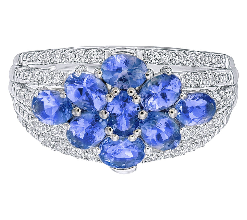 Affinity Gems Tanzanite Cluster Ring, SterlingSilver — Main view
