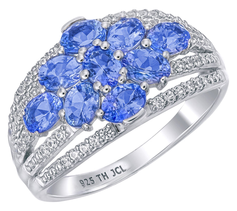Affinity Gems Tanzanite Cluster Ring, SterlingSilver — View 2