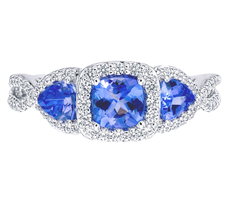 Affinity Gems Tanzanite & White Zircon Ring, Sterling — Main view