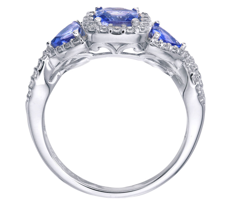 Affinity Gems Tanzanite & White Zircon Ring, Sterling — View 3
